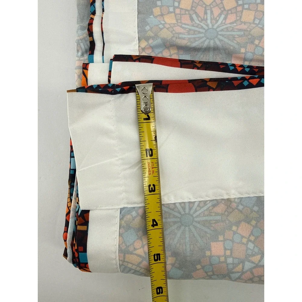 Ambesonne Mosaic Mandala Window Curtains 2 Panel Set Orange Turquoise 56x84 NEW
